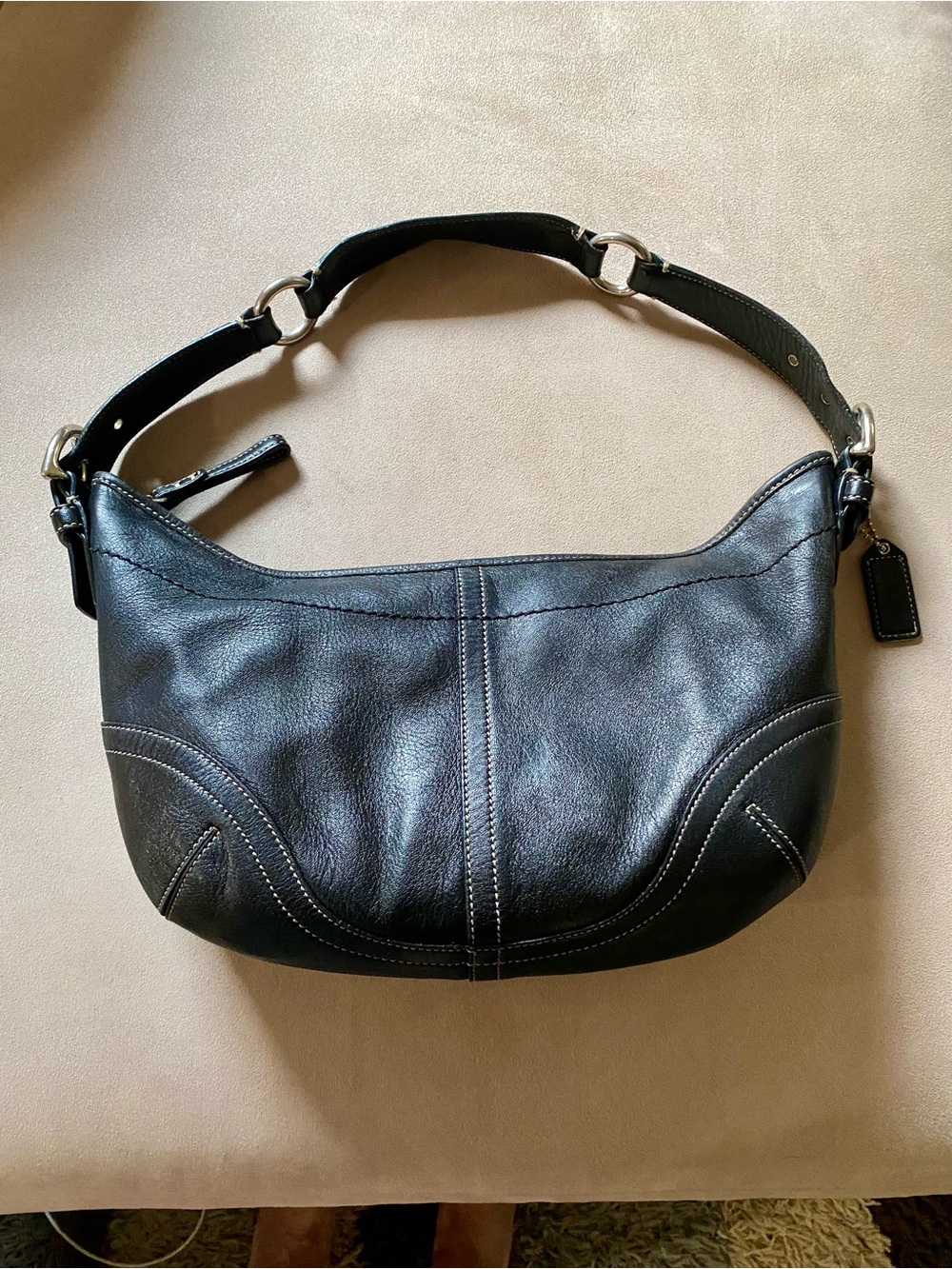 Coach Vintage Black Leather Hobo Shoulder Bag Style 9697 Y2K Genuine Leather - Picture 2 of 9